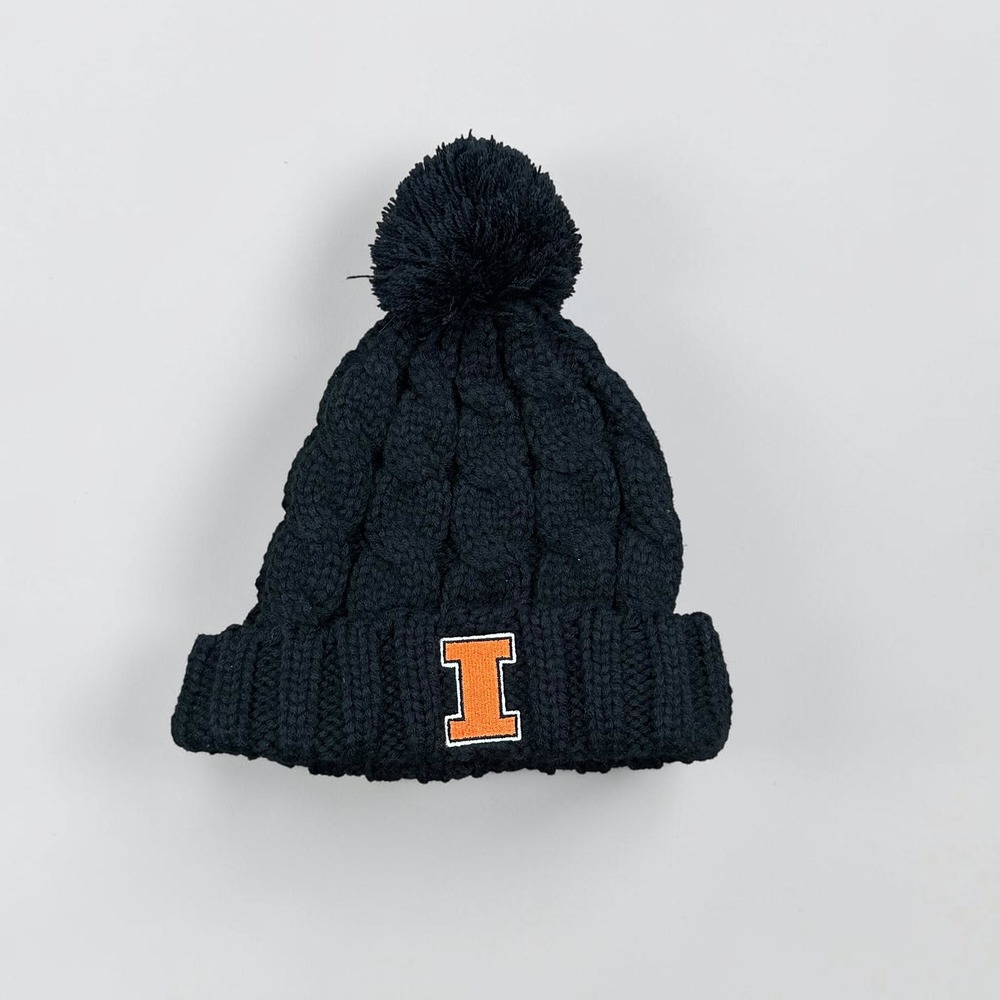 Captivating Headgear Illinois Fighting Illini Blue Cable Knit Pom Beanie Hat